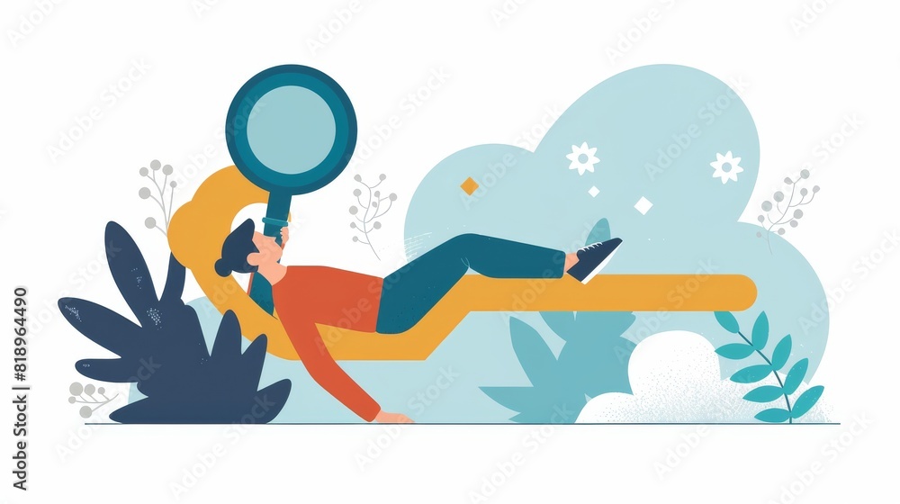 Relaxed person lying on a large key Relaxed person lying on a large key