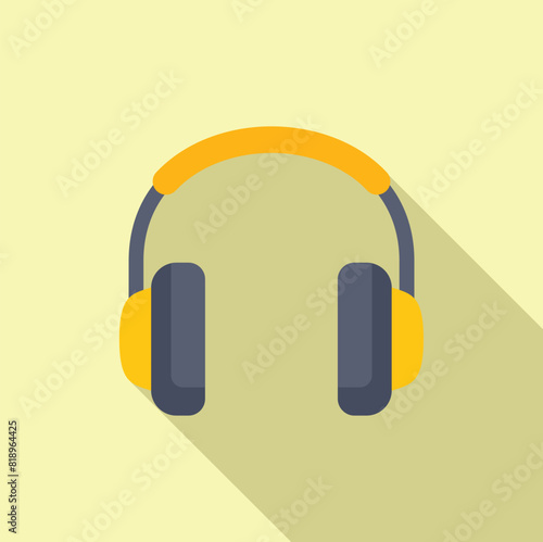 Modern minimalist icon depicting a pair of yellow and black headphones in flat design style