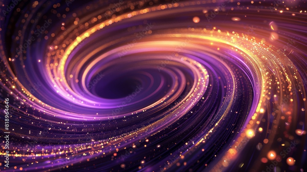 Abstract swirl of glowing purple and orange particles creating a dynamic, spiral pattern. Abstract swirl of glowing purple and orange particles creating a dynamic, spiral pattern.
