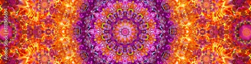Kaleidoscopic Pattern Background Inspired By Summer Festivals. With Copy Space, Abstract Background