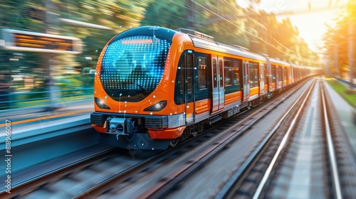  Train track next to lush green trees on bright sunny days