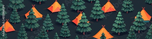 Pattern Background Inspired By Summer Camping And Tents. With Copy Space, Abstract Background