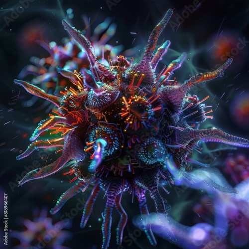 Microscopic view of a virus particle
