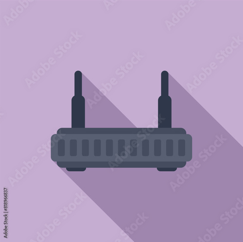 Vector illustration of a wireless router icon in flat design style on a purple background