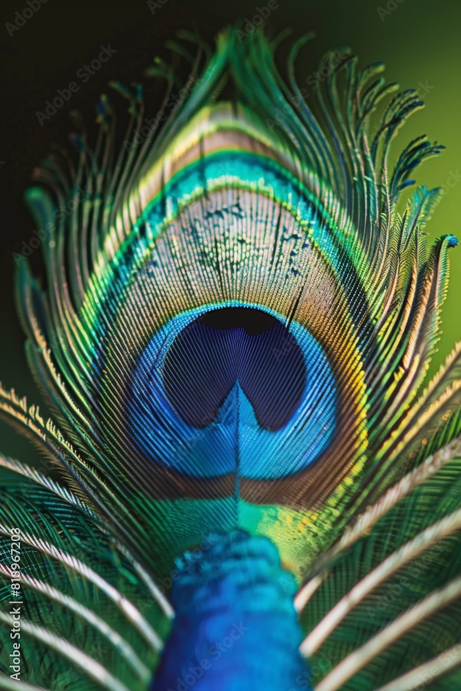 Naklejka premium Close-up of vibrant peacock feather