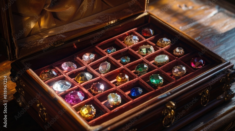 Radiant Gems Displayed in Luxurious Jewelry Box with Ambient Lighting Radiant Gems Displayed in Luxurious Jewelry Box with Ambient Lighting