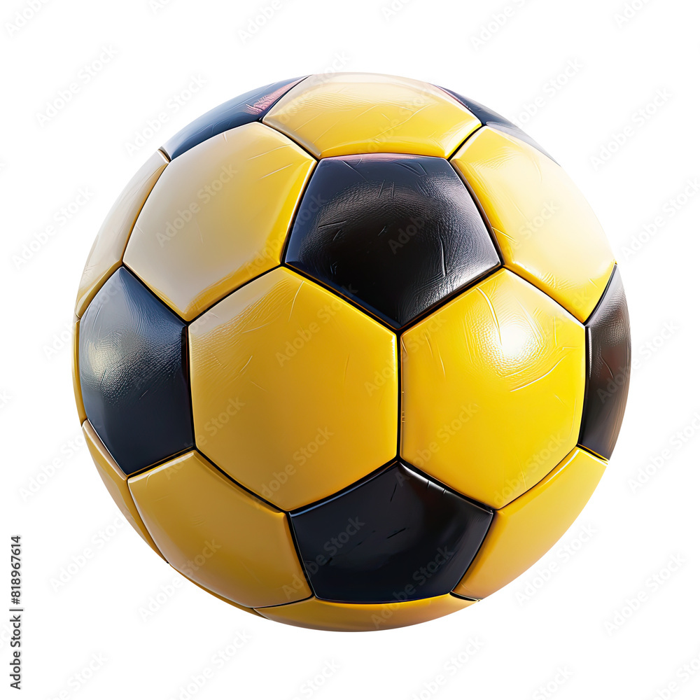 Black and yellow realistic 3D soccer ball, isolated background. Black and yellow realistic 3D soccer ball, isolated background.