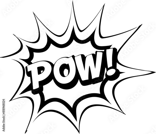 comic book superhero pow text bubble icon in black