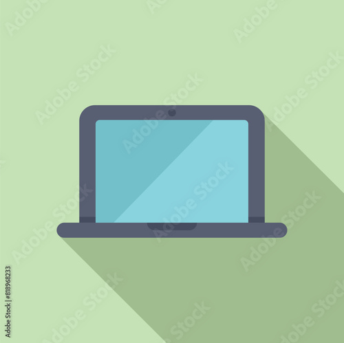 Flat design vector illustration of a laptop icon with a modern pastel green backdrop