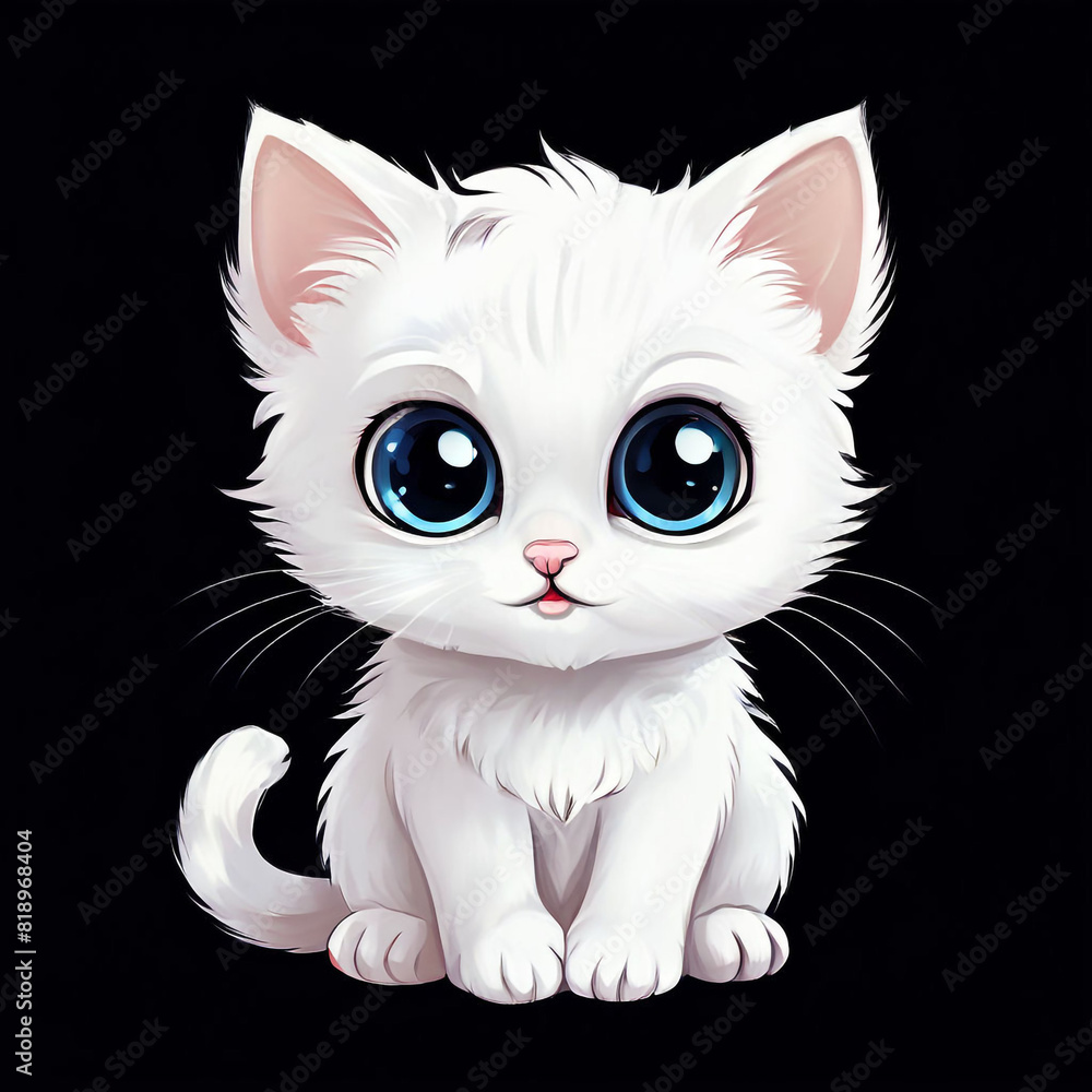 A cute ADORABLE white LITTLE cat WITH BIG EYES A cute ADORABLE white LITTLE cat WITH BIG EYES