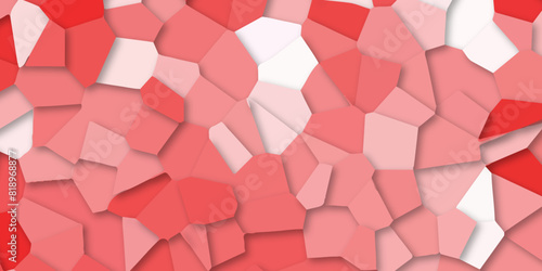 Abstract red and white broken stained glass background design with line. geometric pattern with 3d shapes vector Illustration. Red broken wall paper in decoration.