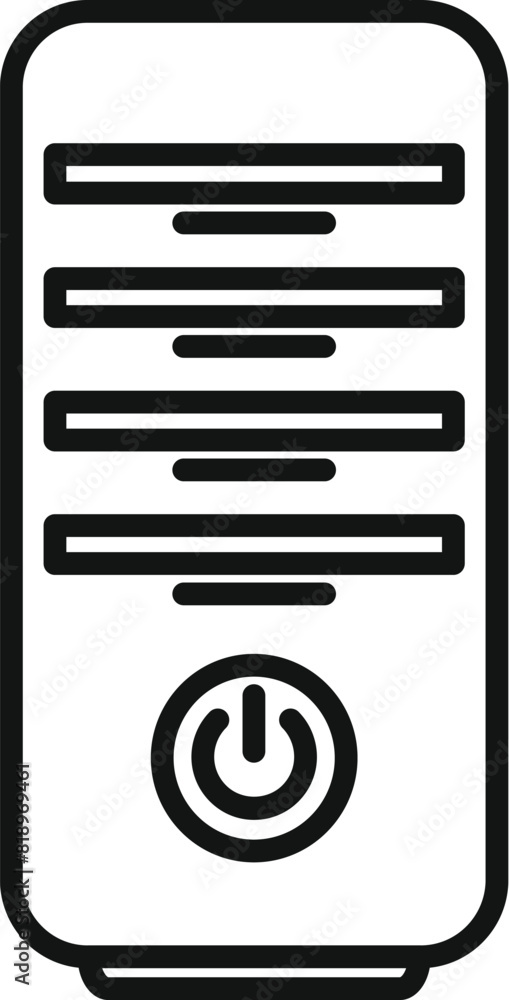Modern vector illustration of minimalistic computer tower icon in black and white with simple, clean design, perfect for use as a web element or user interface graphic Modern vector illustration of minimalistic computer tower icon in black and white with simple, clean design, perfect for use as a web element or user interface graphic