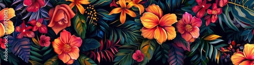 Wallpaper Mural Bold Summer Floral Patterns. With Copy Space, Abstract Background Torontodigital.ca