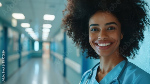 Smiling Healthcare Professional in Blue photo