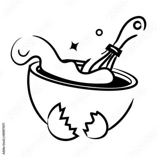 A hand drawn icon of mixing bowl