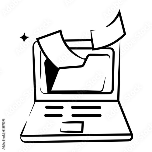 A hand drawn icon of laptop files 