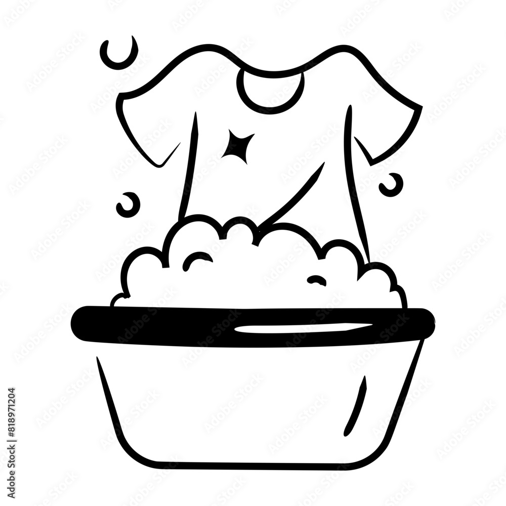 Ready to use doodle icon of washing clothes Ready to use doodle icon of washing clothes