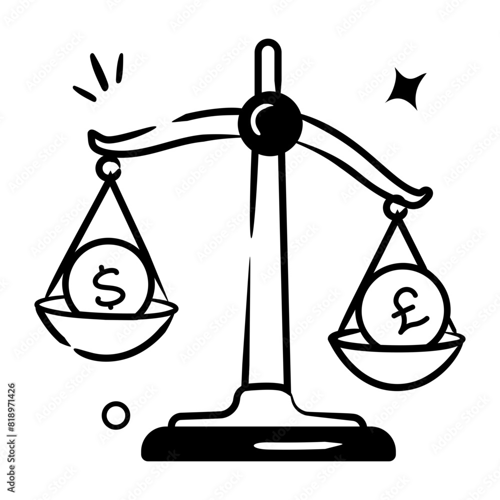 A hand drawn icon of money comparison A hand drawn icon of money comparison