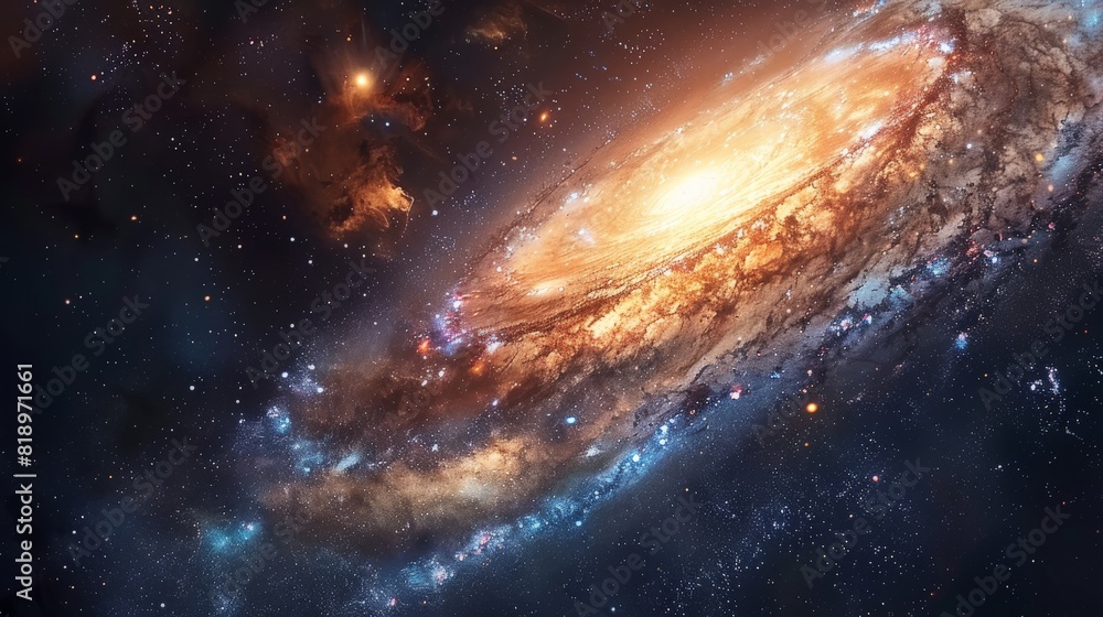 An illustration of a distant galaxy, highlighting its unique structure and beauty in the universe.