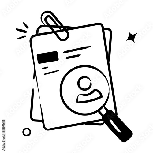 Premium hand drawn icon of check cv 