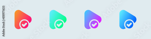 Play button solid icon in gradient colors. Media player signs vector illustration.