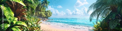 Bold Tropical Summer Scenes. With Copy Space, Abstract Background
