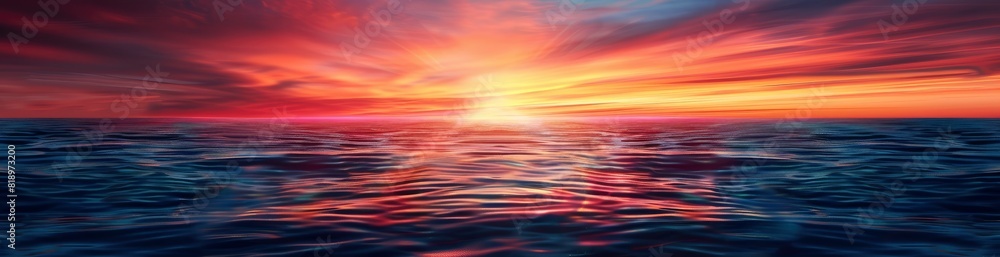 Colorful Abstract Summer Sunset Over The Ocean. With Copy Space, Abstract Background Colorful Abstract Summer Sunset Over The Ocean. With Copy Space, Abstract Background
