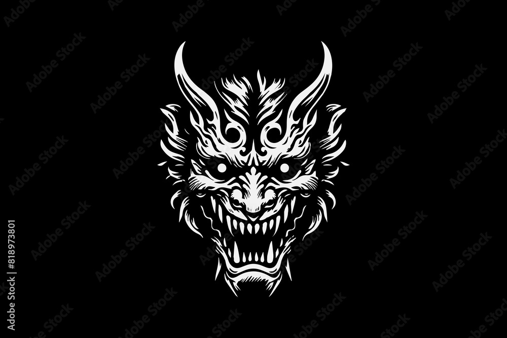 Fototapeta premium Monster oni mask vector design