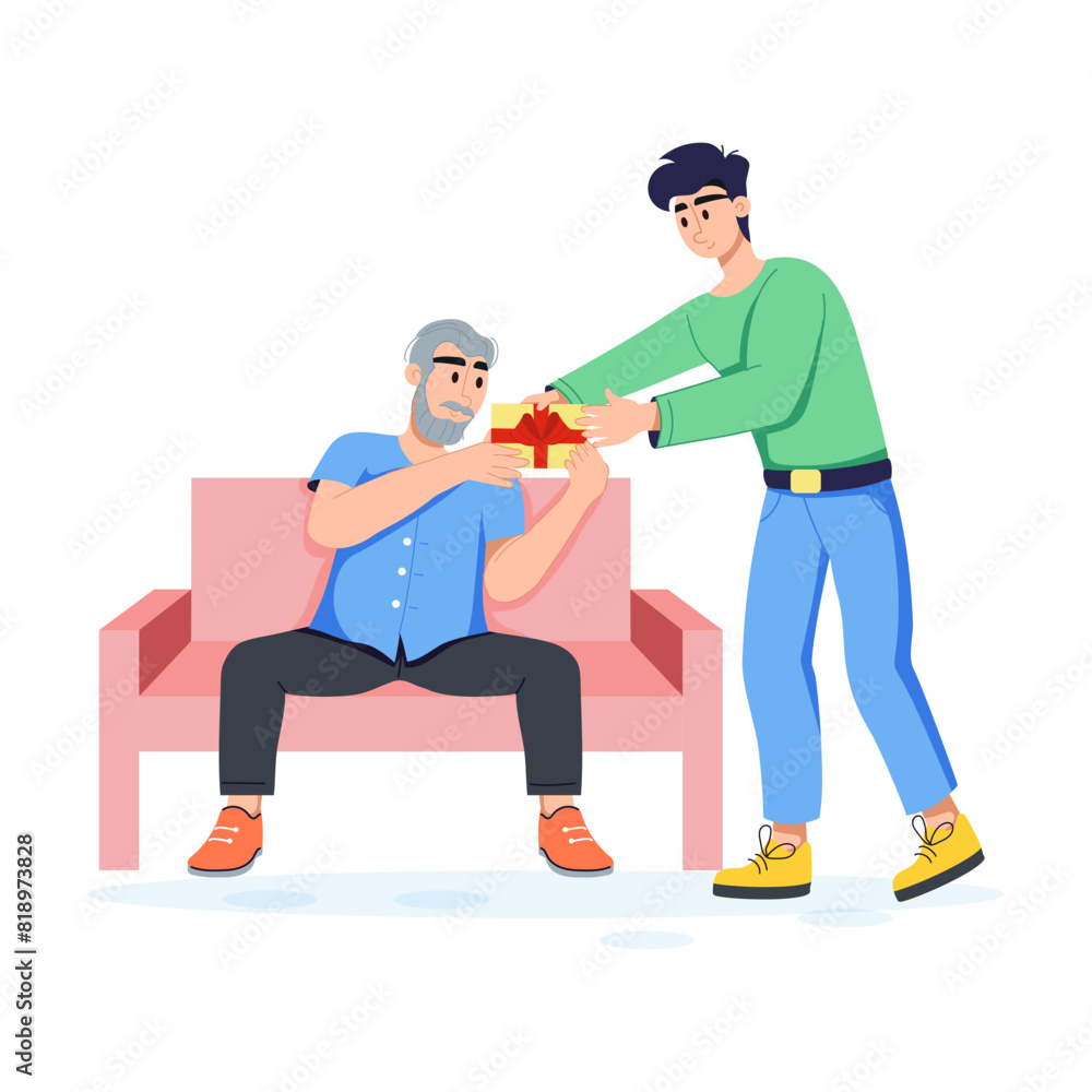 Visually appealing flat illustration of grandpa gift 