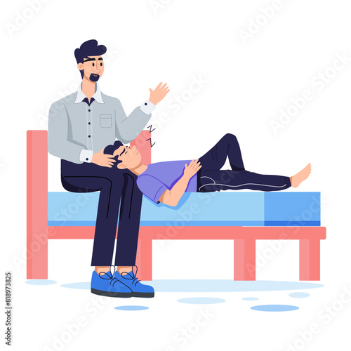 Modern flat illustration of father telling story 