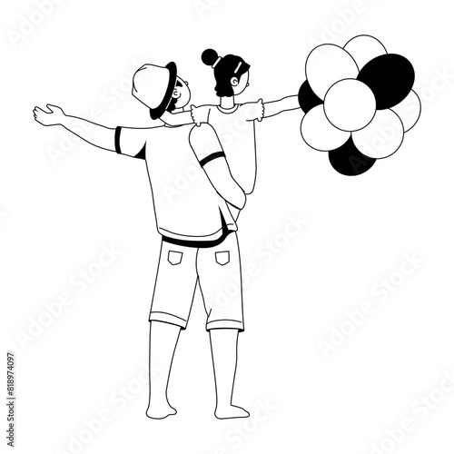 Grab this glyph illustration depicting father daughter beach fun 