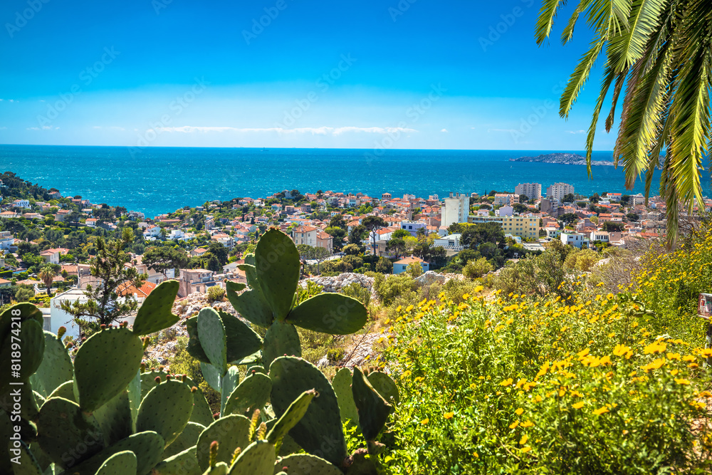 City of Marseille waterfront and the Friuli archipelago islands view