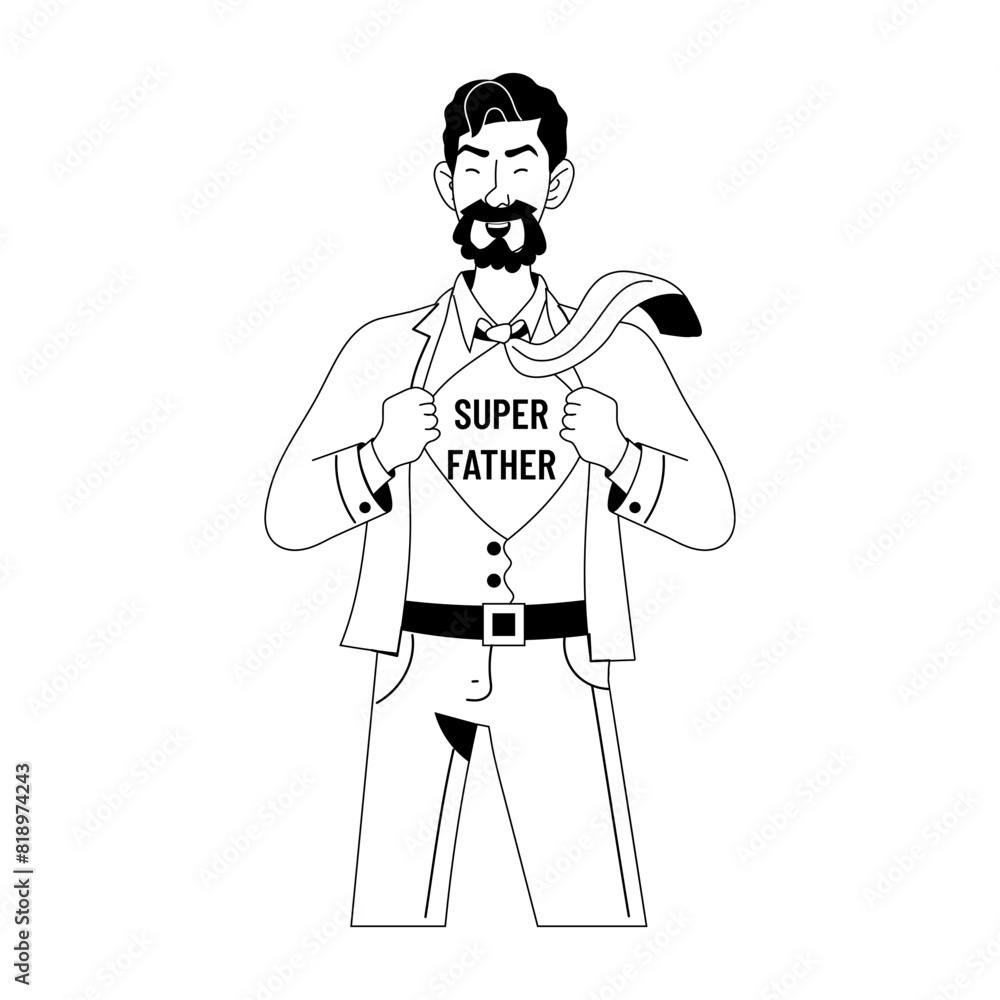 Latest glyph style illustration of super father Latest glyph style illustration of super father
