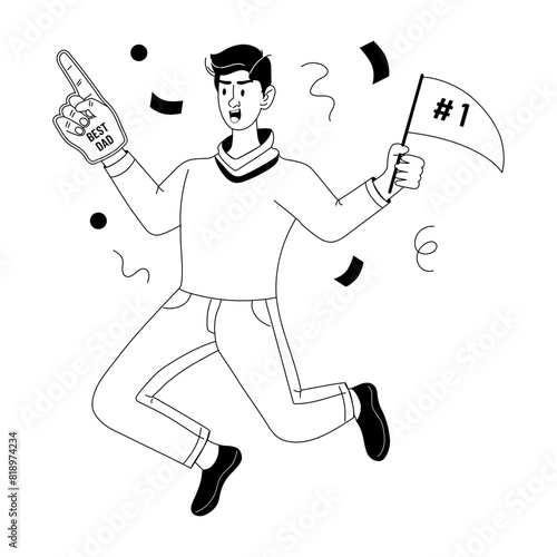 Download glyph illustration of son cheering his dad 