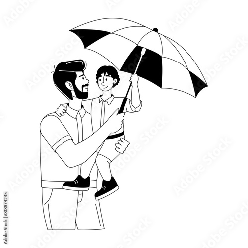 Beautifully designed glyph illustration of protecting child  
