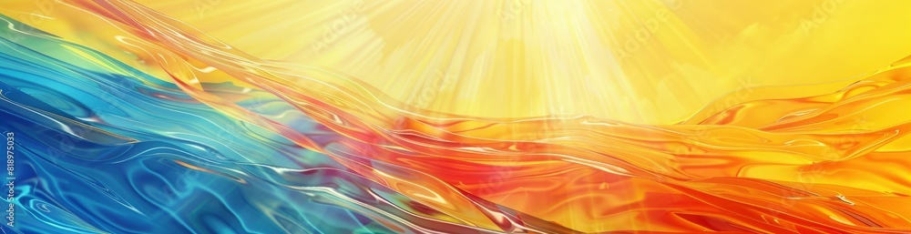 Abstract Sunrays And Waves In Summer Colors. With Copy Space, Abstract Background Abstract Sunrays And Waves In Summer Colors. With Copy Space, Abstract Background