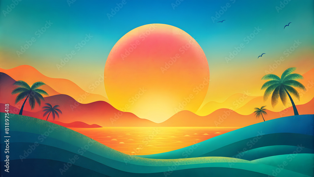 Tropical Paradise Gradient: Bright Yellow, Coral, and Teal Abstract Background. Perfect for: Summer Parties, Beach Weddings, Vacation Announcements, Tropical-themed Events, Poolside Parties.