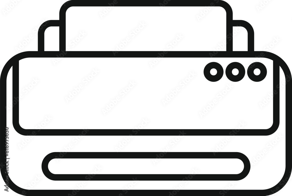 Simple black and white line drawing of a modern office printer Simple black and white line drawing of a modern office printer