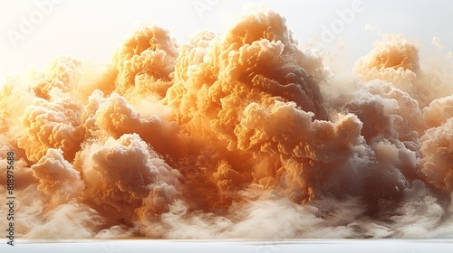 An explosion of sandstorm clouds isolated on white photo