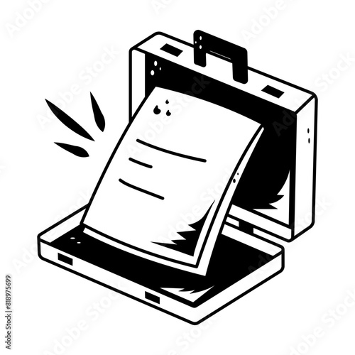 Trendy drawing style icon of document briefcase 