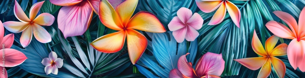 Abstract Tropical Flower Field Pattern Background. With Copy Space, Abstract Background Abstract Tropical Flower Field Pattern Background. With Copy Space, Abstract Background