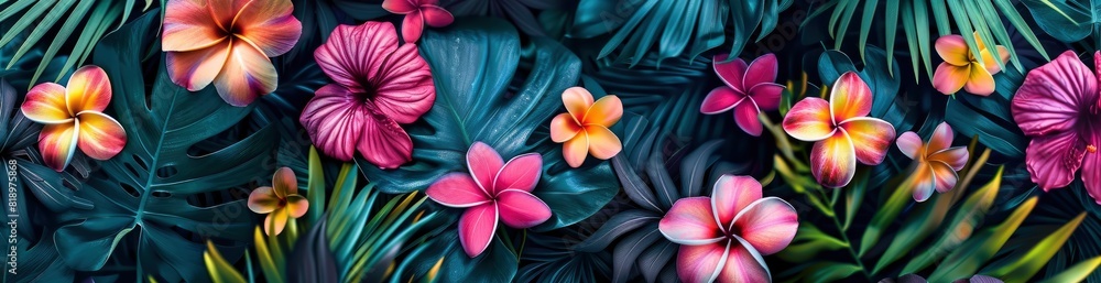 Abstract Tropical Flower Field Pattern Background. With Copy Space, Abstract Background Abstract Tropical Flower Field Pattern Background. With Copy Space, Abstract Background