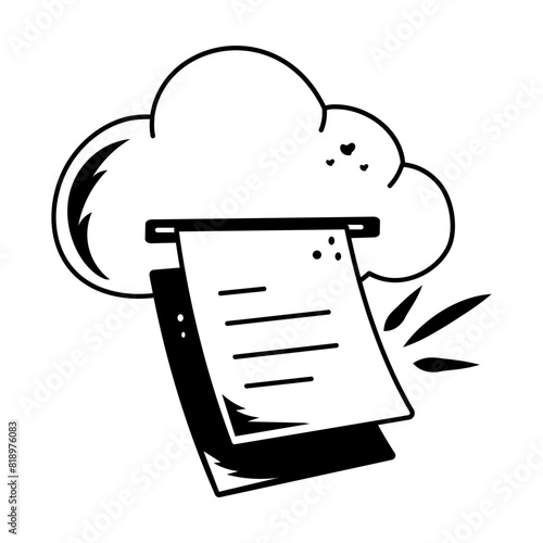 An editable doodle icon of cloud files  