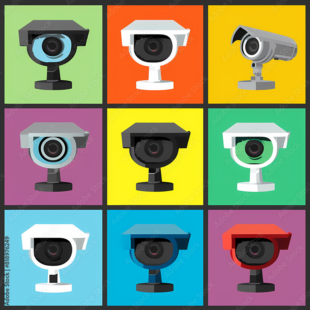 Cctv camera icons vector image Cctv camera icons vector image