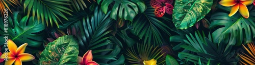 Abstract Tropical Garden Patterns. With Copy Space, Abstract Background