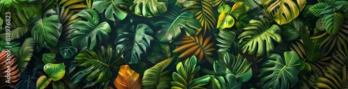 Abstract Tropical Rainforest Patterns. With Copy Space  Abstract Background