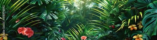Abstract Tropical Summer Garden Background. With Copy Space, Abstract Background
