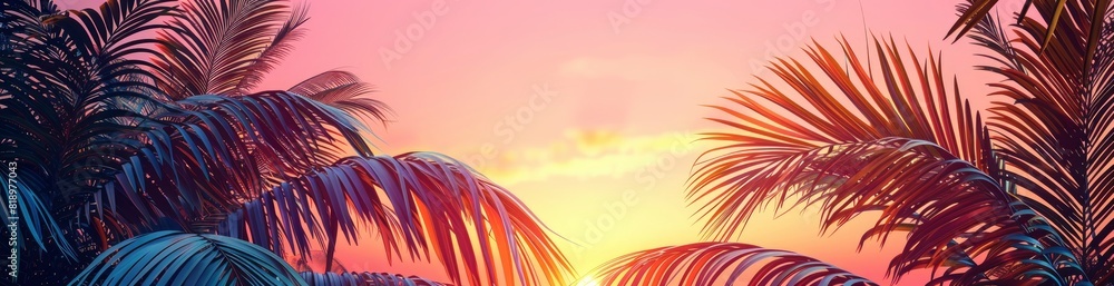 Abstract Tropical Sunset Pattern Background. With Copy Space, Abstract Background