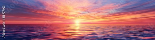 Abstract Tropical Sunset Over The Ocean. With Copy Space, Abstract Background © PicTCoral