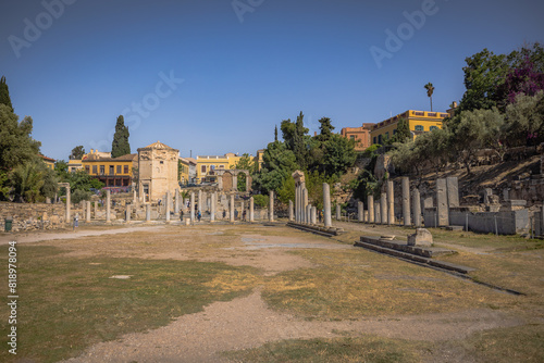Athens, Greece, May 3rd 2024: The ancient Roman Agora in the center of Athens, Greece photo